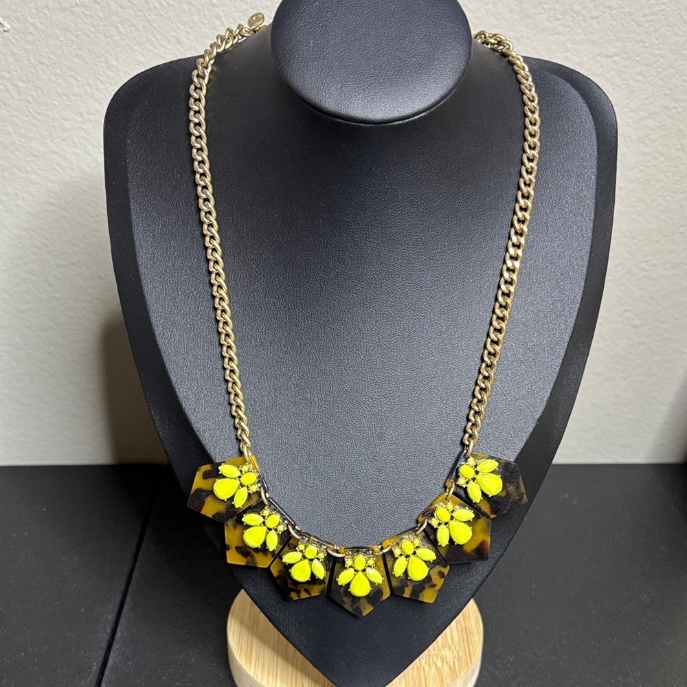 J. Crew Tortoise Yellow Floral Statement Necklace